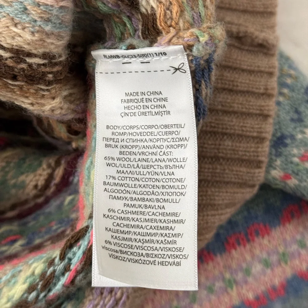 Polo Ralph Lauren Fair Isle Wool-Cashmere Cardigan – Multi-Color Knit – Size S - Picture 6 of 8